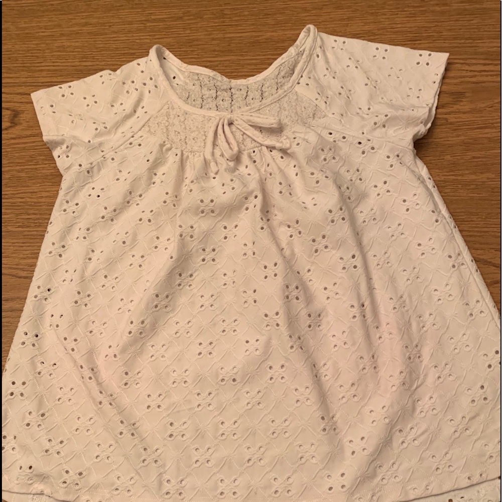 Girls Ivory S/S Eyelet Blouse, G122